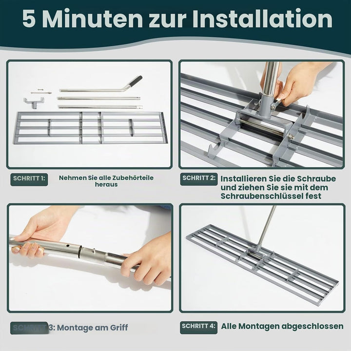 Rasen-Nivellierharke, 76,2 x 25,4 cm, professionelles Werkzeug mit Edelstahlgriff, Rechen für Rasen,