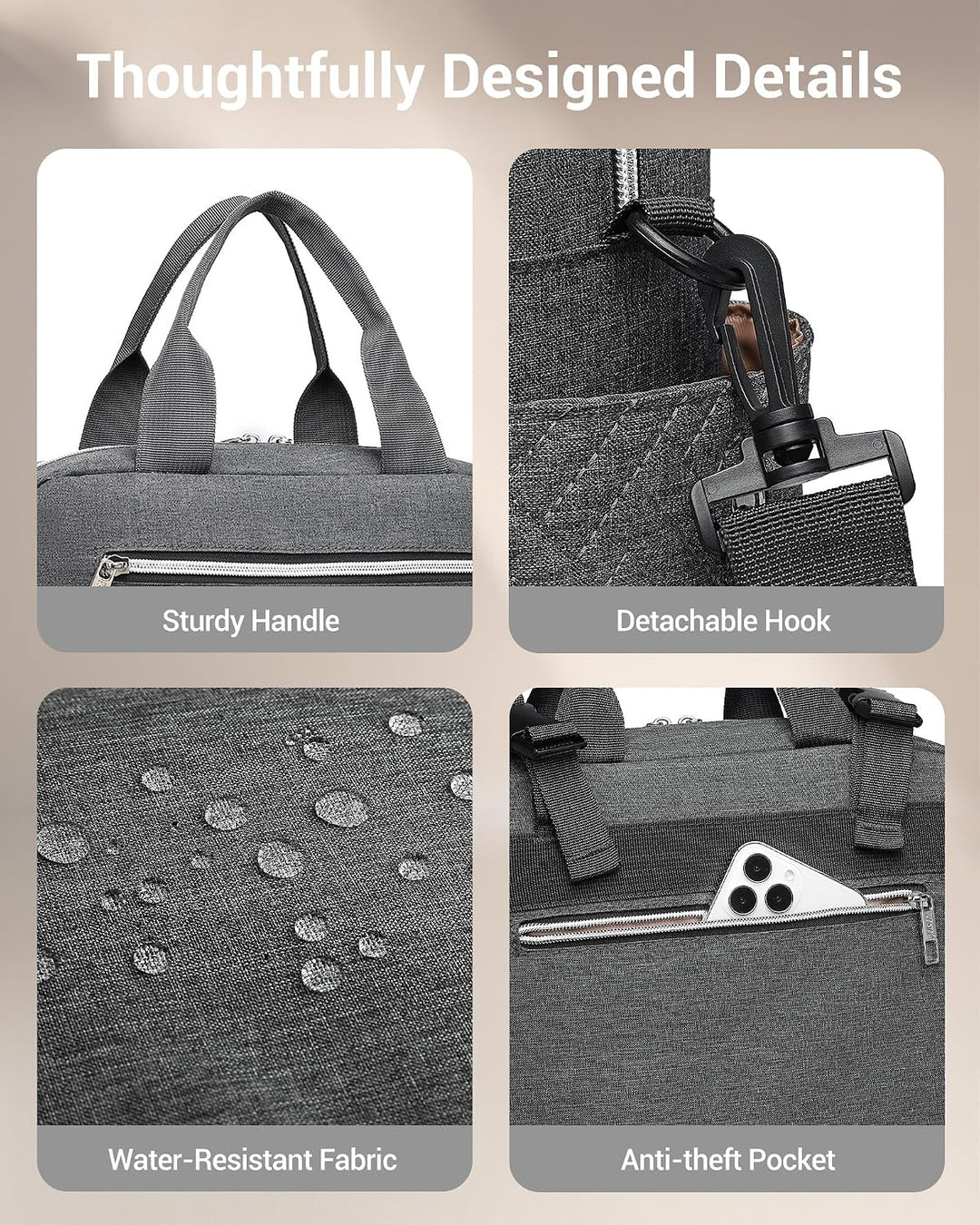 KONO Baby-Wickeltasche, stilvoll, für Mama und Papa, wandelbare Reisetasche mit isolierten Taschen D