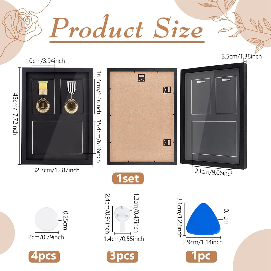 Medaillen Präsentationsrahmen Schattenbox 3in 1 Schattenbox Display 42x29.5cm Grosse Aufbewahrungsbo