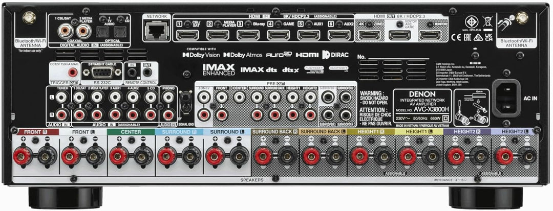 Denon AVC-X4800H 9.4-Kanal AV-Receiver, Verstärker mit Auro-3D, Dolby Atmos, DTS:X,6 "8K-Eingängen u
