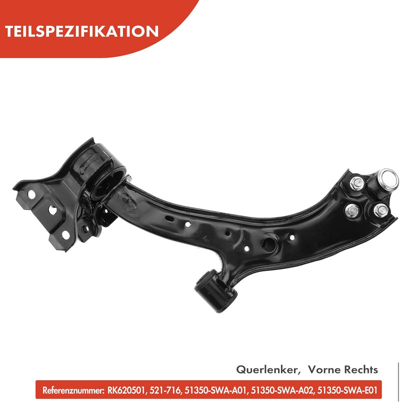 Frankberg Querlenker Vorne Rechts Kompatibel mit CR-V III RE 2.0L 2.2L 2.4L 2006-2011 Replace