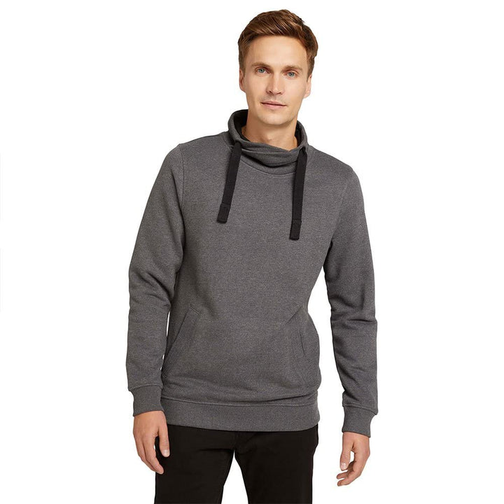 TOM TAILOR Herren Sweatshirt mit Stehkragen S 15704 - Anthracite Melange, S 15704 - Anthracite Melan