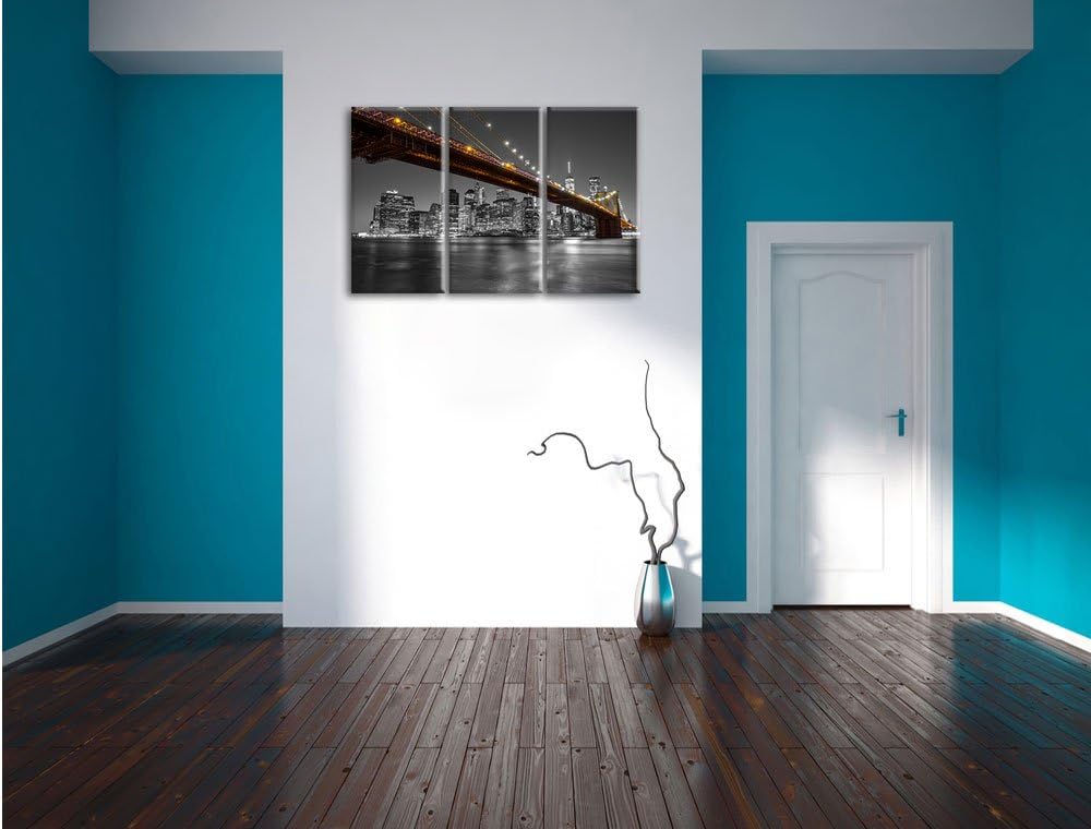 Pixxprint Skyline von Manhattan Schwarz/Weiss 3-Teiler Leinwandbild 120x80 Bild auf Leinwand