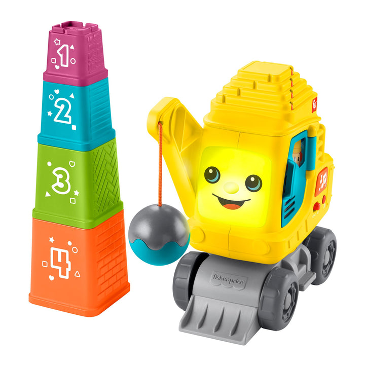 FISHER-PRICE Baufahrzeugspielzeug - Geräuschen und Sätzen, fördert Zahlen, Farben und Formen, mit Kr