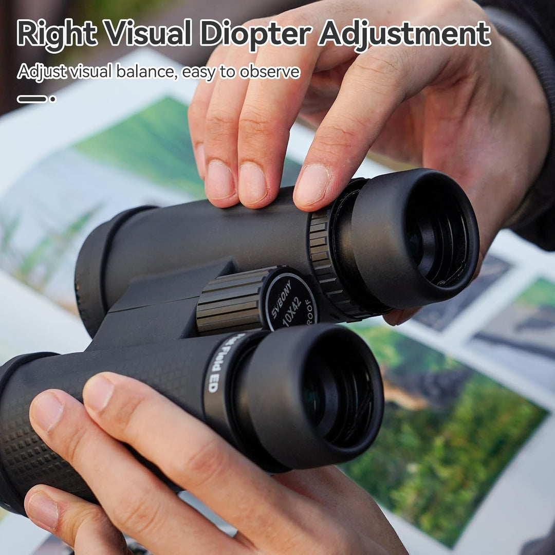 Svbony SA205 Fernglas für Erwachsene, 10x42 ED Flat Field Korrektur BAK4 FMC Grosses Okular Hohe Ver