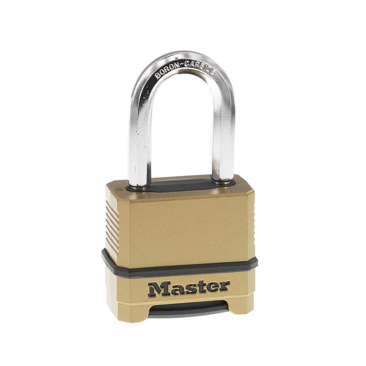 Master Lock Robustes Zahlenschloss für den Aussenbereich, Stahl Zink, Messing-Finish, 1-1/2 in. Shac