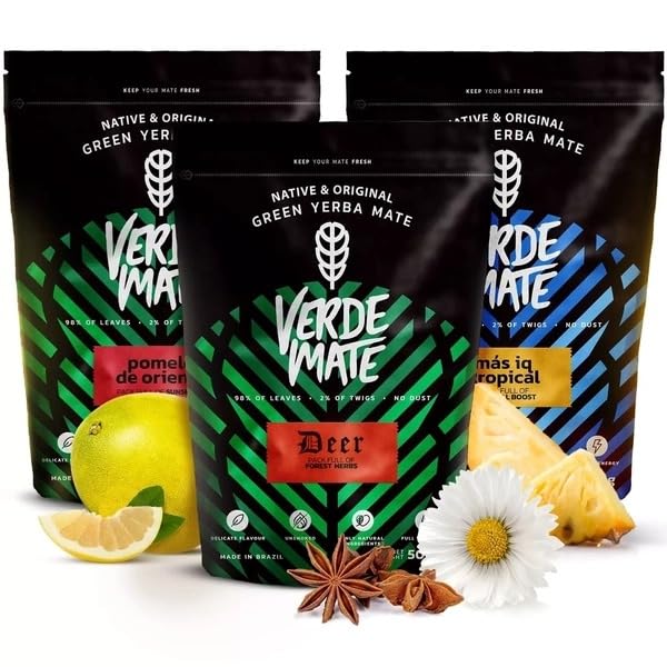 Mate Tee Verde Mate Set 1,5kg - Brasilien Yerba Mate - 5mm Grobe Blätter - Luftgetrocknet, Staubarm