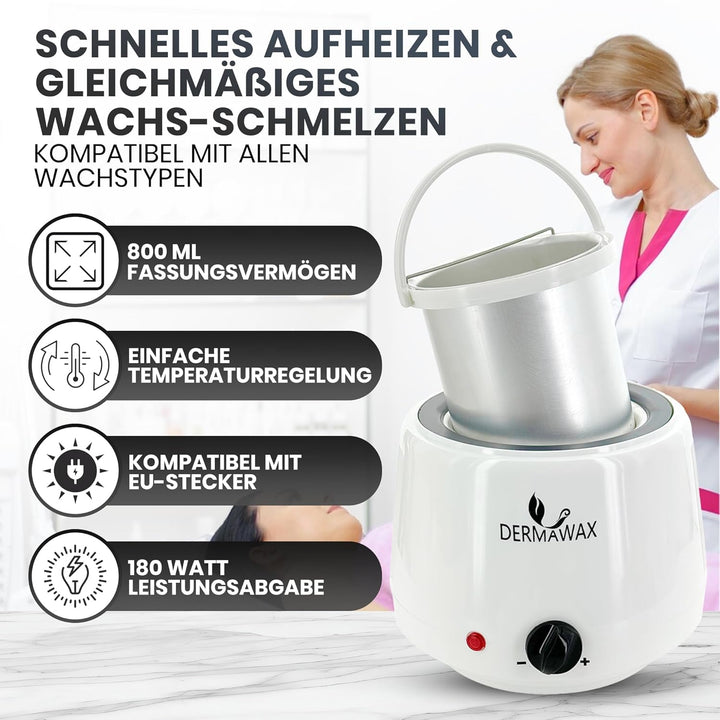 Dermawax Profi Heisswachs Warmwachs Wachsgerät- Wachswärmer 1000 ml zur Haarentfernung Waxing Enthaa