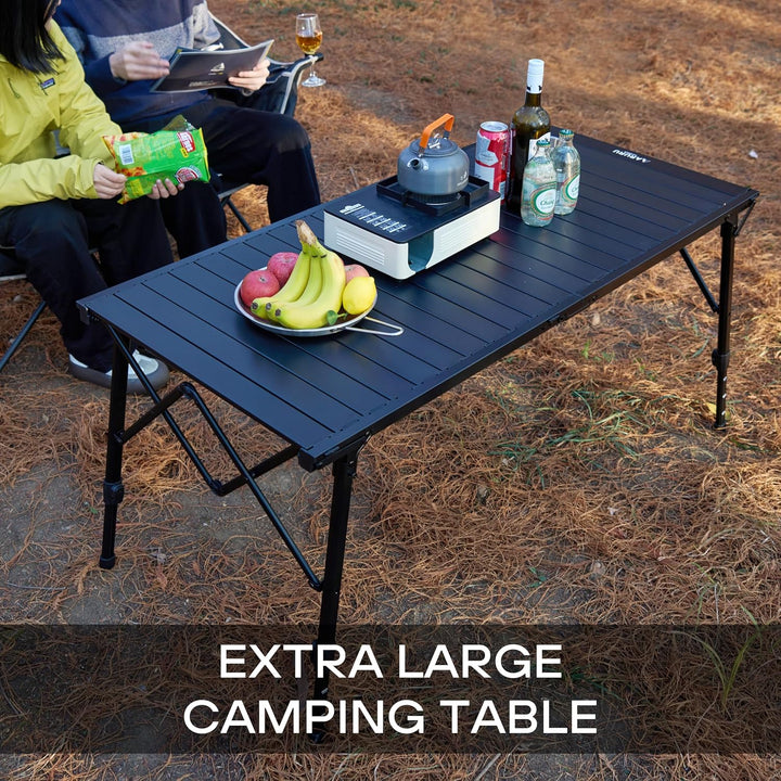 Campingtisch 128×60.5cm Höhenverstellbar Aluminium Klapptisch Tisch Camping Picknicktisch Schwarz, S