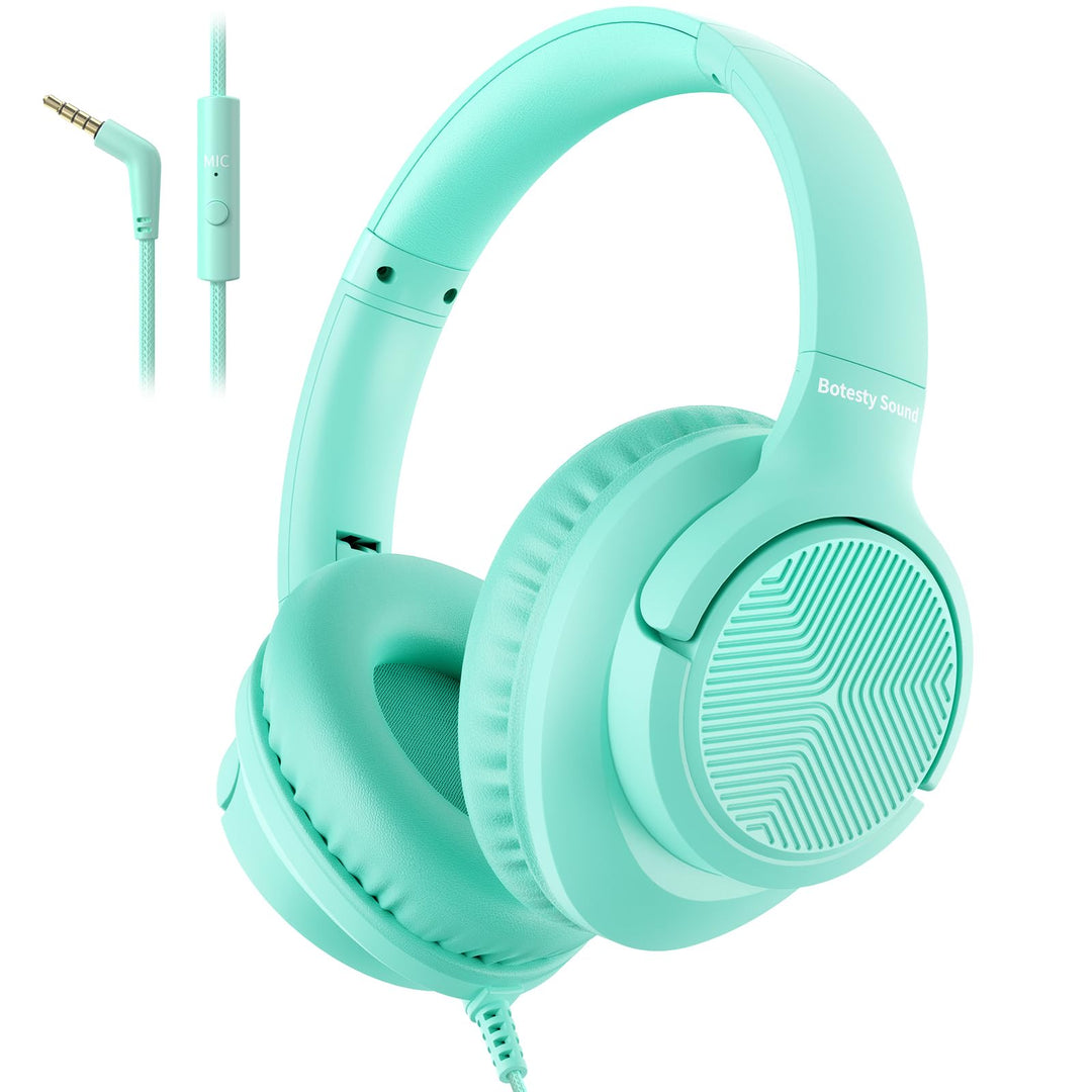 Kopfhörer mit Kabel und Mikrofon, Over-Ear Kabelkopfhörer mit 3,5mm Klinkenstecker, Faltbar Kabelgeb