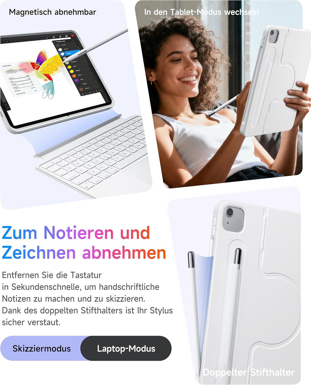 HOU Combo hülle mit Tastatur drehbar für ipad 9 Generation 10,2 Zoll & 8. Gen & 7. Gen Multi-Touch T