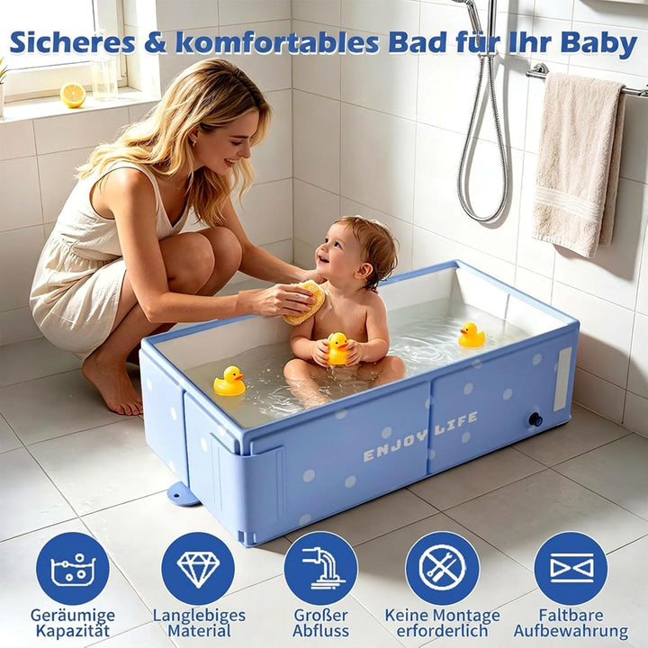Tragbare Badewanne für Kinder - Blau Faltbare Kinderbadewanne, Keine Montage erforderlich, Tragbares