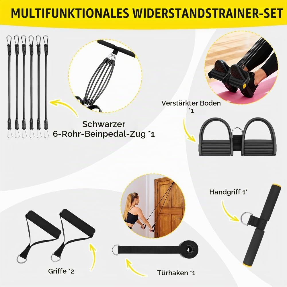 Flintronic Verstellbarer Chest Expander Fitness Widerstandsbänder mit 3 Strings o 5 Strings, Verstel