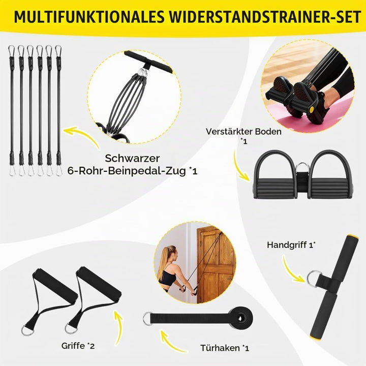 Flintronic Verstellbarer Chest Expander Fitness Widerstandsbänder mit 3 Strings o 5 Strings, Verstel