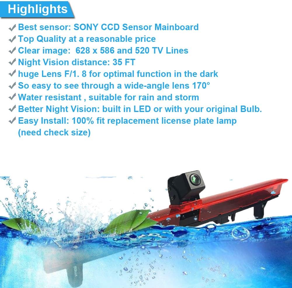 【Rückfahrkamera Transportster+7 Zoll TFT LCD Bildschirm Auto Monitor】Bremsleuchte Auto Dach Rückfahr