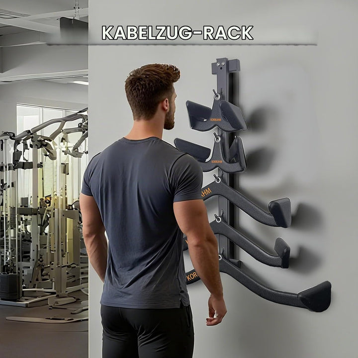 KORIKAHM Lat Pulldown Attachments Storage Rack, Wall Mounted Lat Pull Down Bar Organizer with Heavy