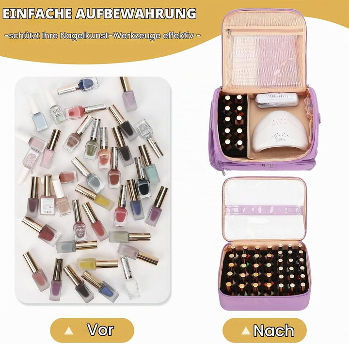 Nagelkoffer mit Extra Grosser Kapazität – Nagellack Koffer für 86 bis 100+ Flaschen &amp; Nagellampe, Do