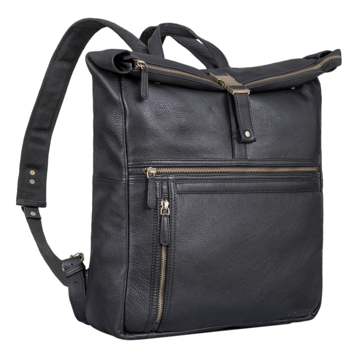 STILORD Edmund Echtleder Rolltop Rucksack Leder Herren und Damen moderner Vntage Lederrucksack Fahrr