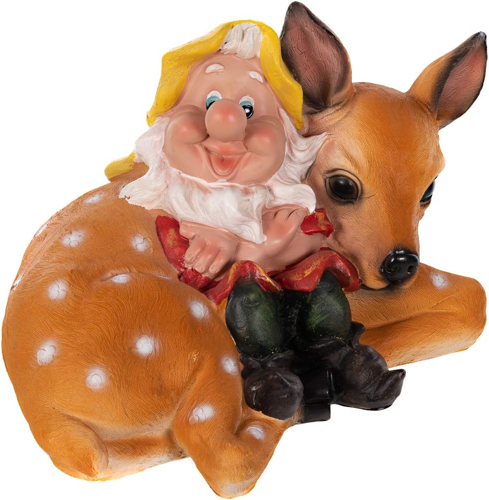 Grosser Zwerg mit REH Gartenzwerg Gartenwichtel NF15176 Gross 37cm Figur Dekozwerg Gartenzwerg " Reh