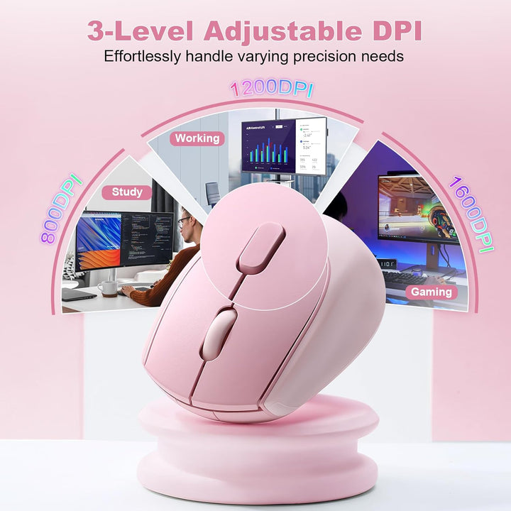 YUNZII C2 Drahtlose Maus, 2,4 GHz Silikon-Lautlose Funkmaus, 3 Verstellbare DPI, 1600 DPI Tracking,