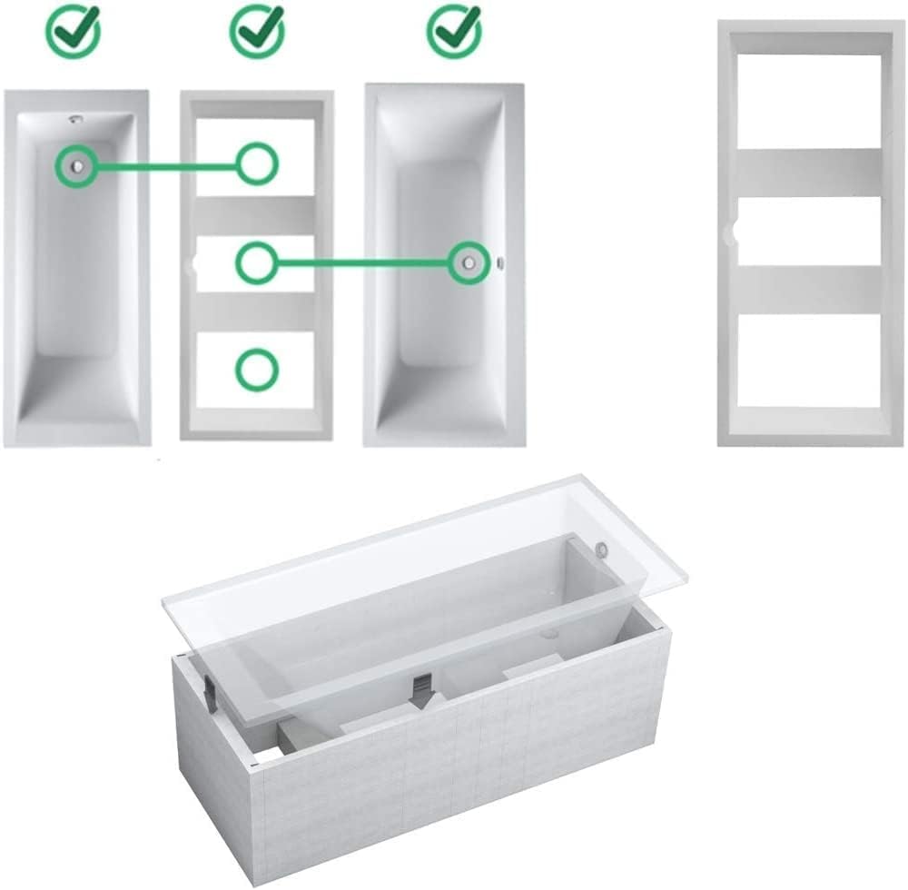 VBChome Badewanne 180x80 cm Duravit Acryl SET – Rechteckige Design-Badewanne inkl. Styroporträger, S