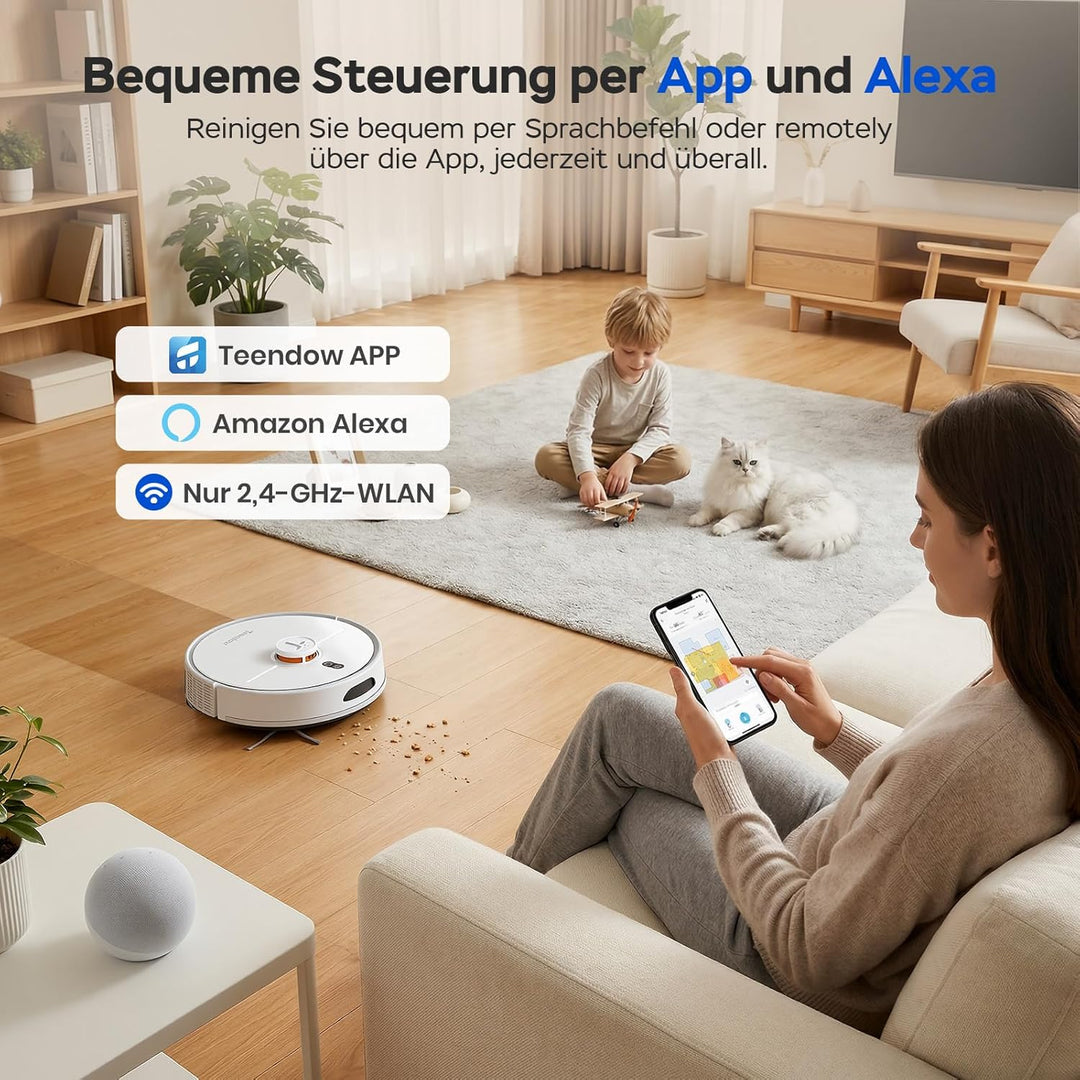 Teendow D20S Max+ Saugroboter mit Wischfunktion, 8000 Pa, 3L Saugroboter mit Absaugstation und Tierp