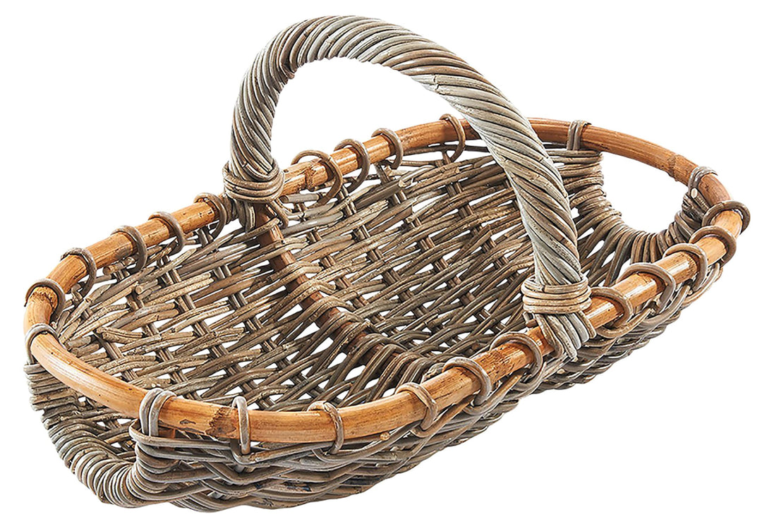 Kobolo Erntekorb Rattankorb Henkelkorb Korb - geflochtenes Rattan - kubu grey