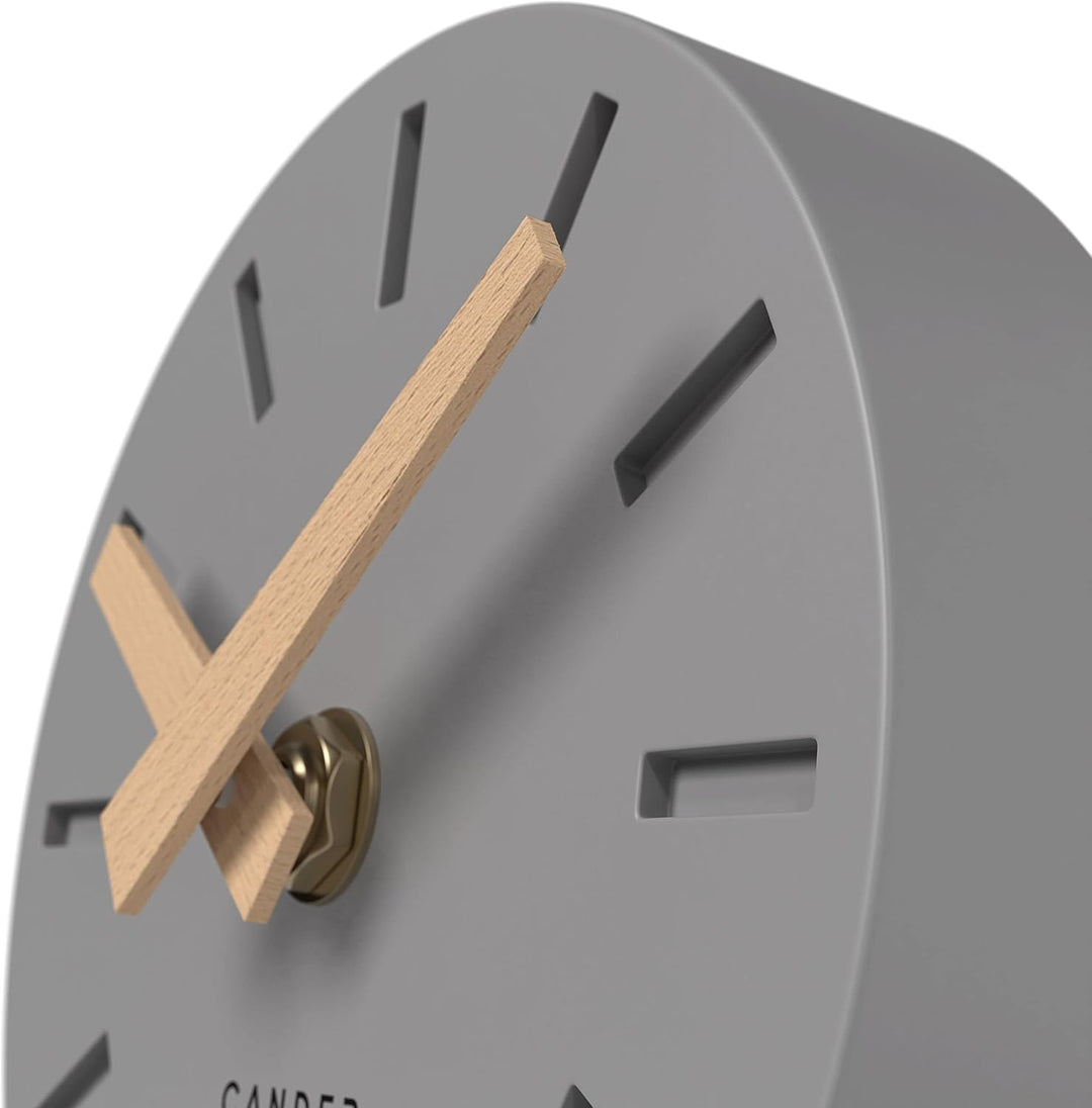 Cander Berlin MNU 2515 G Tischuhr lautlos ohne Tickgeräusche 15 cm analog batteriebetrieben grau MDF