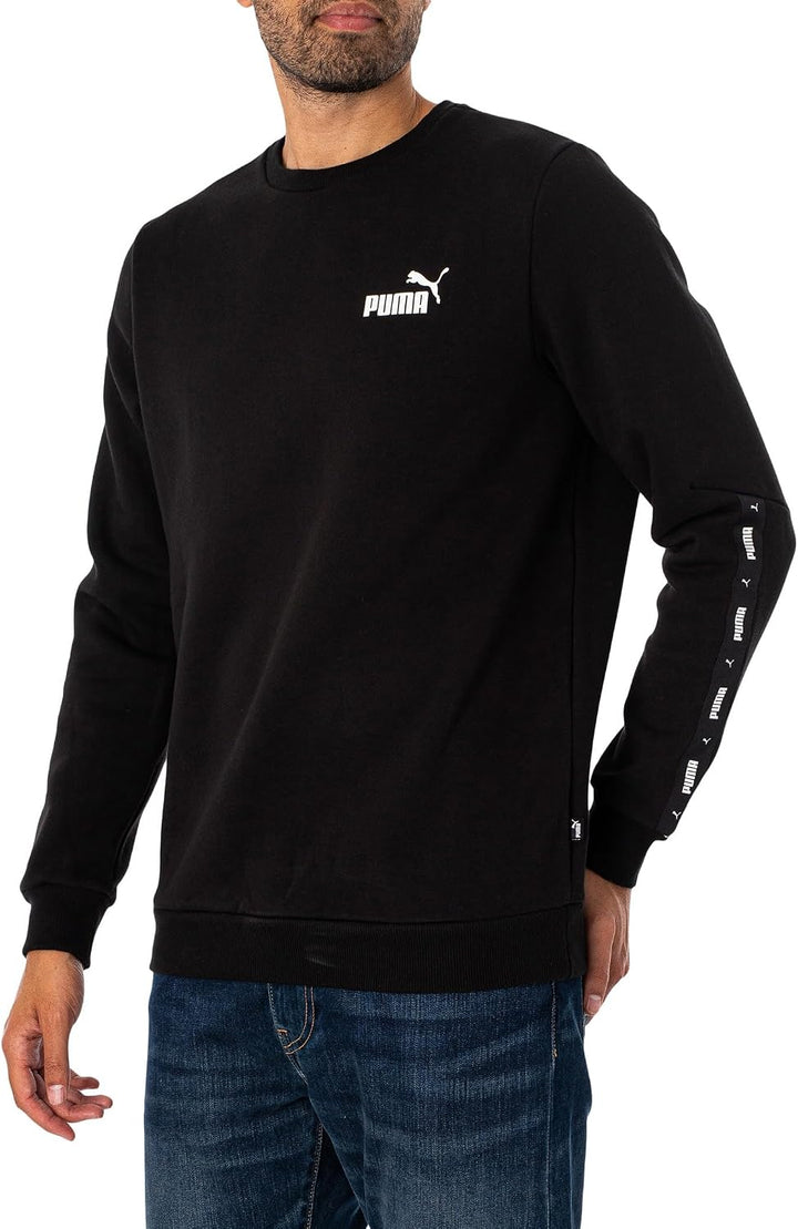 PUMA Herren ESS+ Tape Crew FL Sweatshirt S Puma Schwarz, S Puma Schwarz