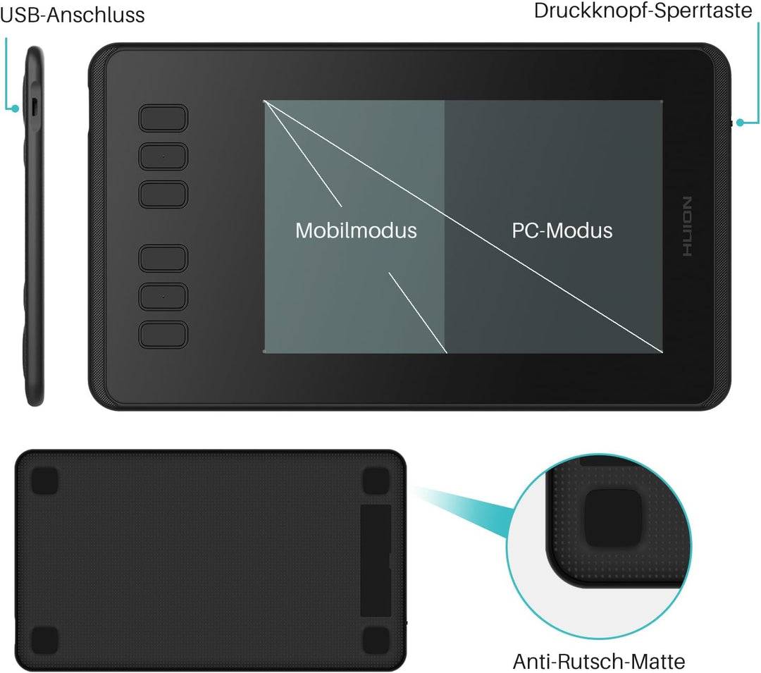 HUION INSPIROY H640P 8192 Pressure Sensitivity Graphic Tablet with Battery-Free Pen and 6 Adjustable