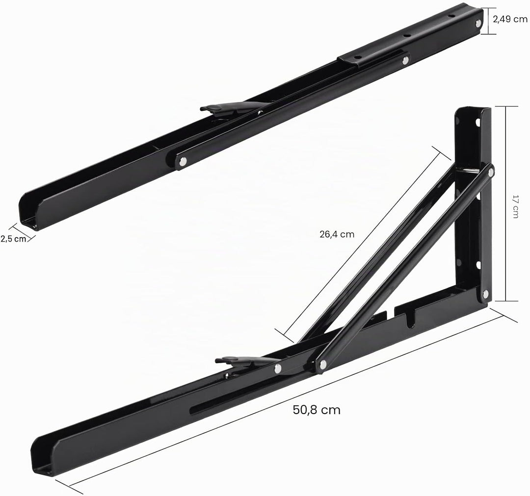 YUMORE Klappkonsole Schwerlast 500mm Regalträger Klappbar Schwarz - 2 Stück Metall Klappkonsolen Wan