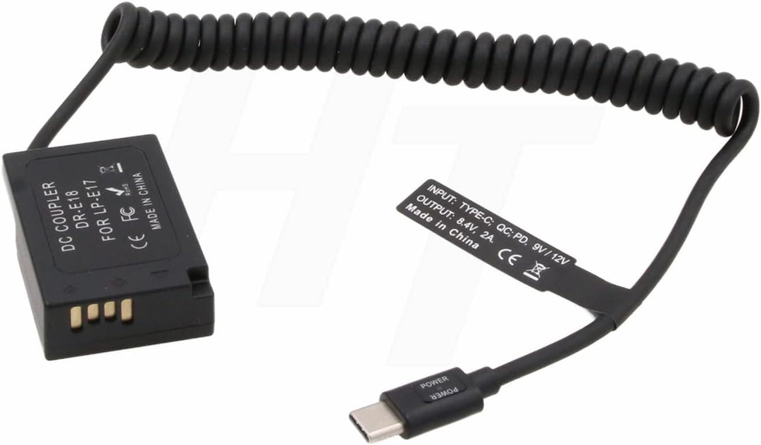 HangTon USB C auf LP-E17 Dummy Akku für Canon EOS R8 T6s T6i T7i 8000D X8i SL2 Kamera 9V/12V PD DR-E