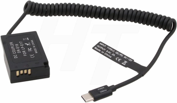 HangTon USB C auf LP-E17 Dummy Akku für Canon EOS R8 T6s T6i T7i 8000D X8i SL2 Kamera 9V/12V PD DR-E