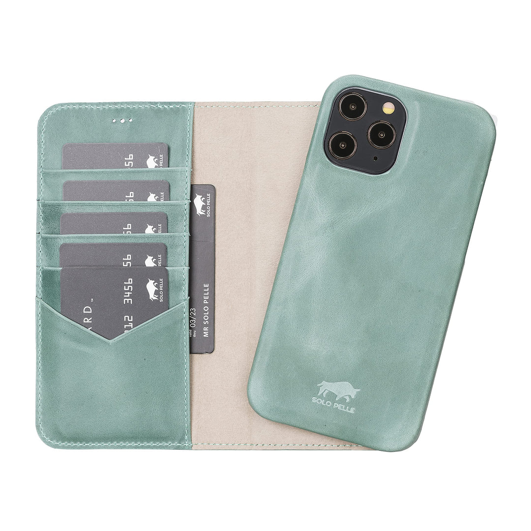 Solo Pelle Lederhülle kompatibel für iPhone 12 Pro Max in 6.7 Zoll abnehmbare Hülle (2in1) inkl. Kar