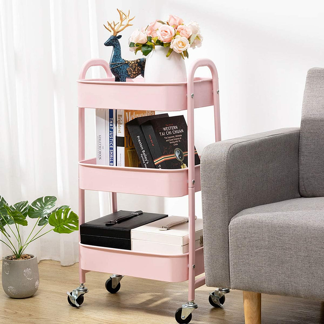 DOEWORKS Aufbewahrungswagen 3-Etagen Metall Utility Cart Rollwagen Organizer Wagen mit Rädern für Kü