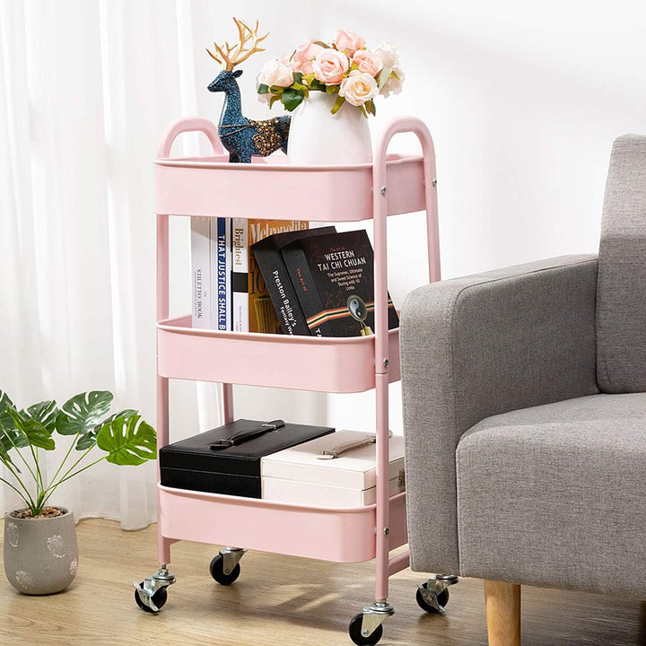 DOEWORKS Aufbewahrungswagen 3-Etagen Metall Utility Cart Rollwagen Organizer Wagen mit Rädern für Kü