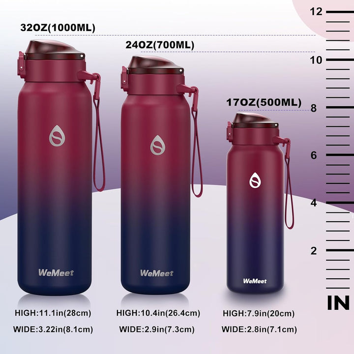 Thermosflasche mit Abnehmbarem Strohhalm 700ml, 18/10 Edelstahl Isolierflasche, BPA-frei Wasserflasc