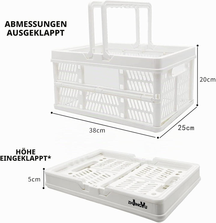 ZHJINGYU Einkaufskorb, Picknickkorb, Korb mit Griff, faltbare Kunststoff-Klappbox, faltbarer Aufbewa