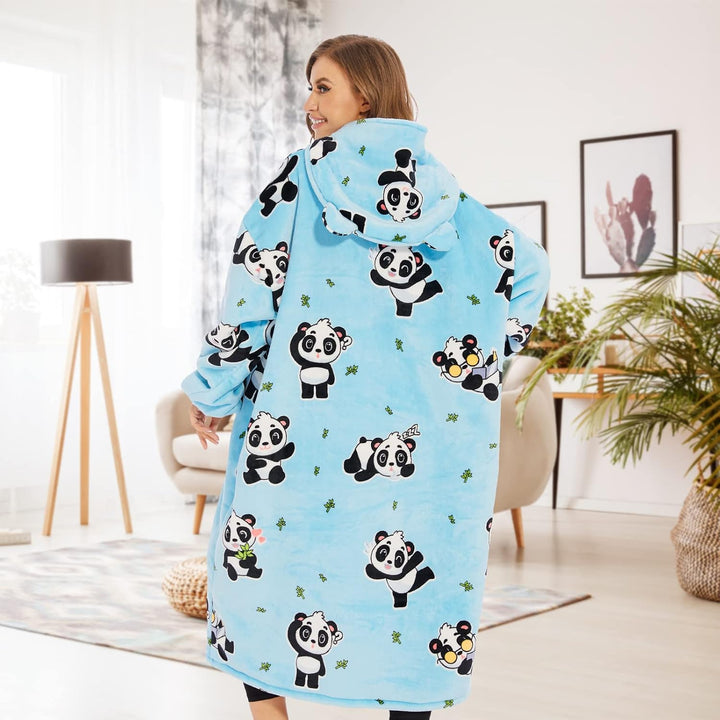 THREE POODLE Decken Hoodie Damen, Oversize Hoodie Decken Pullover Kuschelpullover für Damen Herren K