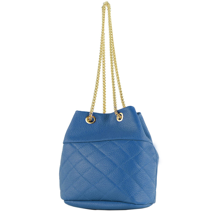 modamoda de - T245 - ital. Leder Damentasche Klein Small Signalblau, Signalblau