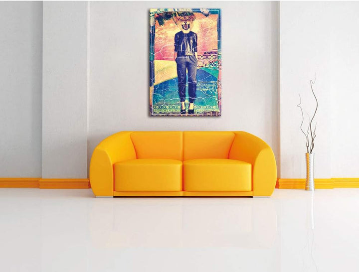 Lioness Leinwandbild Bild auf Leinwand, XXL riesige Bilder fertig gerahmt mit Keilrahmen, Kunstdruck