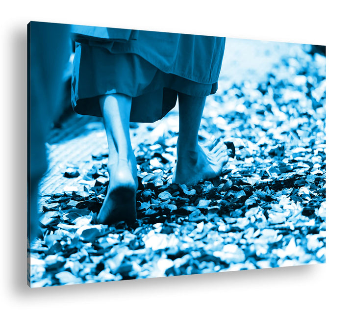 deyoli Friedlicher Buddhismus Format: 80x60 Effekt: Monocrome Blau als Leinwandbild, Motiv fertig ge