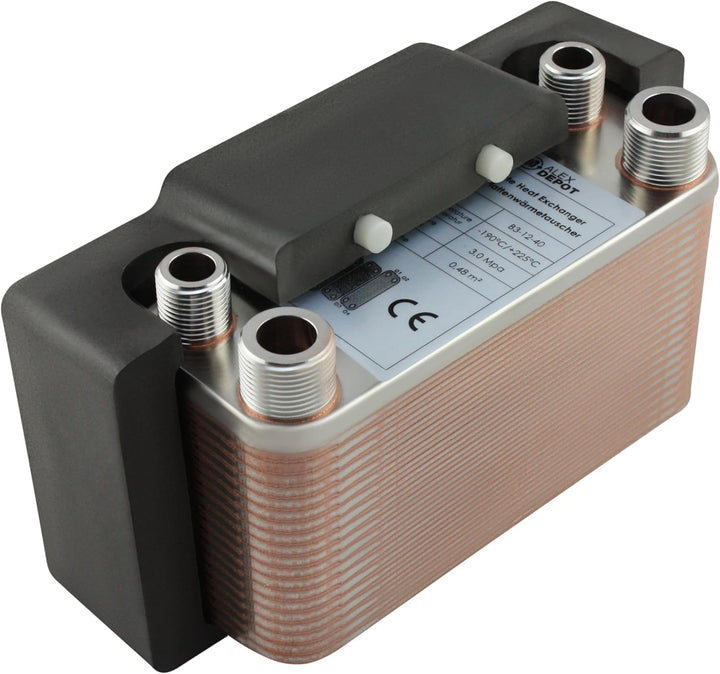 Edelstahl Plattenwärmetauscher + Isolation B3-12-40 mit 2x1/2 & 2x3/4 Zoll Anschl. 80kW Heizung Sola