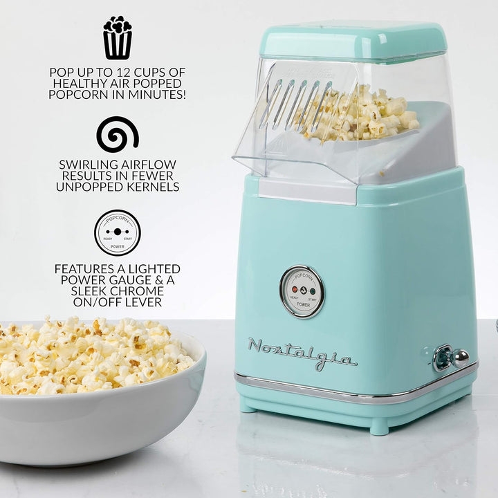 Nostalgia CLHAP12AQ Classic Retro Healthy Heissluft-Tisch-Popcorn-Maker, macht 12 Tassen, mit Kernel