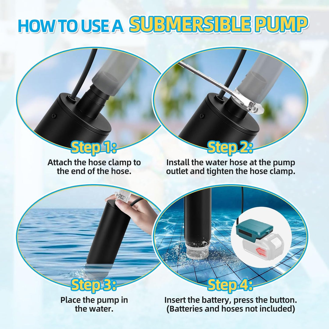 Kabellose Tauchpumpe, kompatibel mit Makita 18V Akku, Mini-Wasser-Öl-Pumpenadapter, Dieselöl-Wasser-