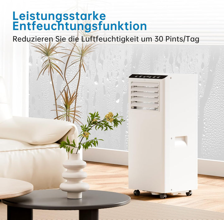 7000 BTU Mobile Klimaanlage, KüHlen, Entfeuchten, 2 Stufen LüFter, Leiser Schlafmodus + Fensterabdic