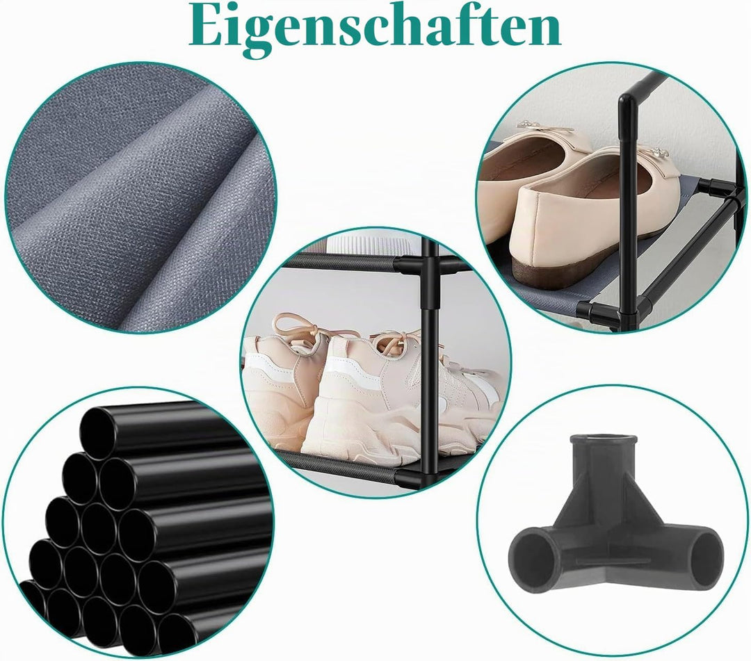 edihome, Schuhregal, 10 Ebenen, (28 x 45 x 173 cm), Schuhschrank Schmal, Schmale und hohe Schuhregal