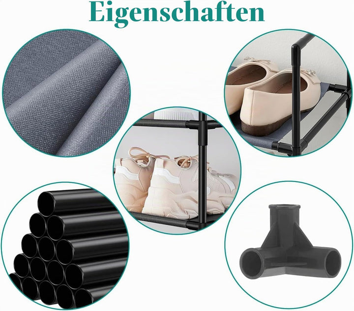 edihome, Schuhregal, 10 Ebenen, (28 x 45 x 173 cm), Schuhschrank Schmal, Schmale und hohe Schuhregal