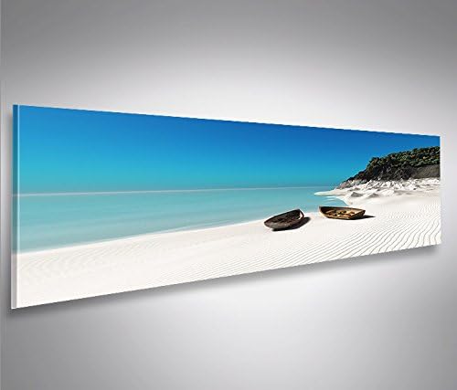 islandburner Bild Bilder auf Leinwand Zwei Boote am Strand Seychellen Weisser Sand Panorama XXL Post