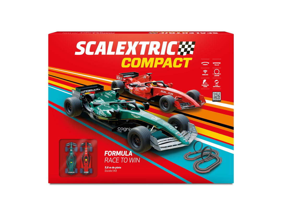 SCALEXTRIC - Compact Circuit - Komplette Rennstrecke - 2 Autos und 2 Fernbedienungen 1:43 (Formula R